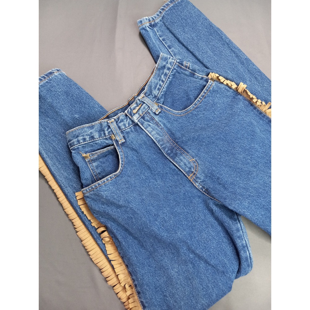 RARE VINTAGE 1980s ZENA WESTERN FRINGE‎ JEANS Size 5